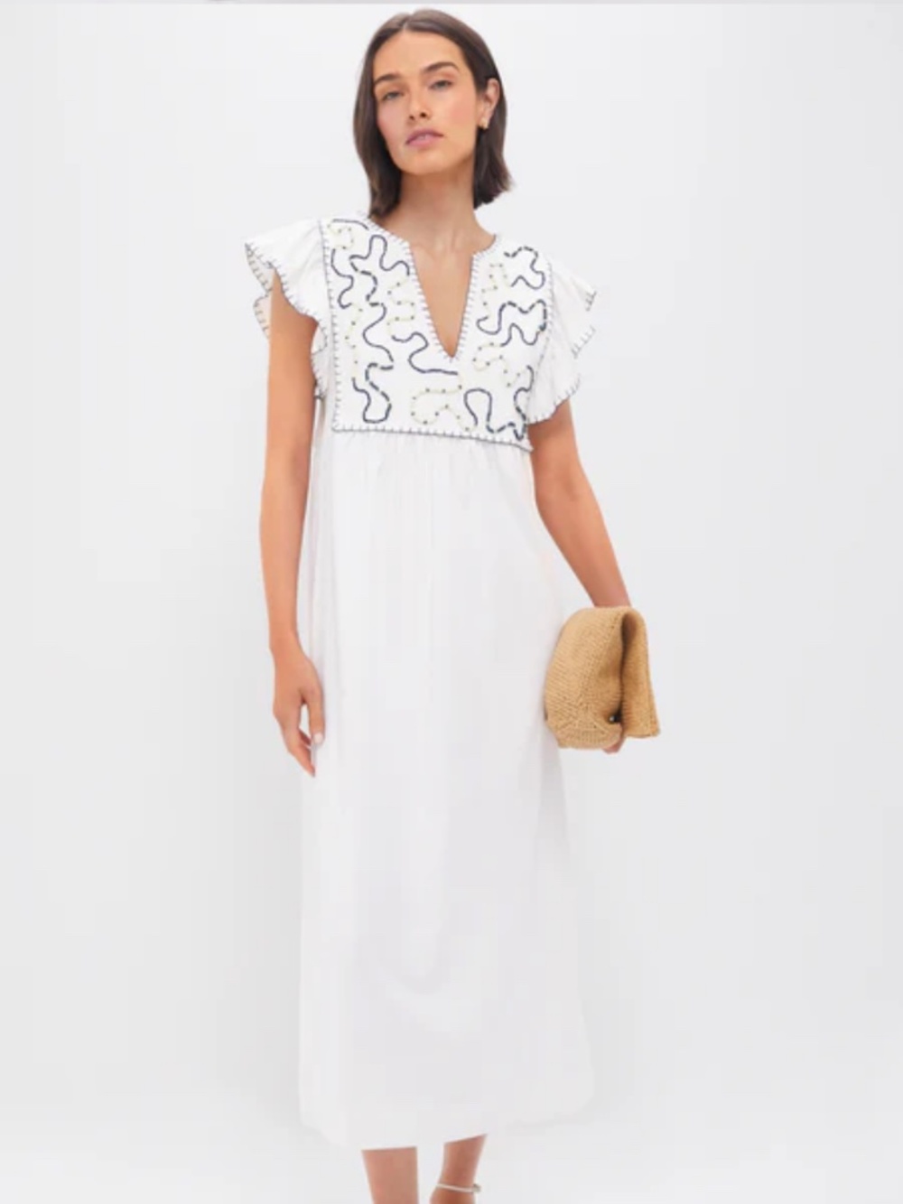 Tuckernuck Beaded White Midi Dress